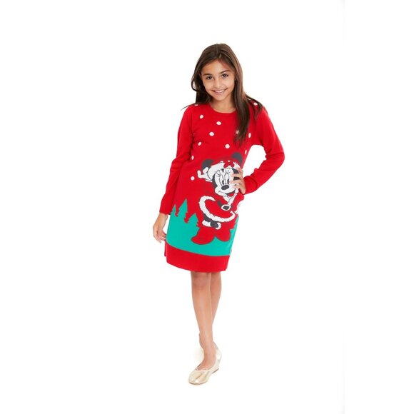 Disney Minnie Mouse Christmas Sweater Dress Size L - Picture 1 of 7